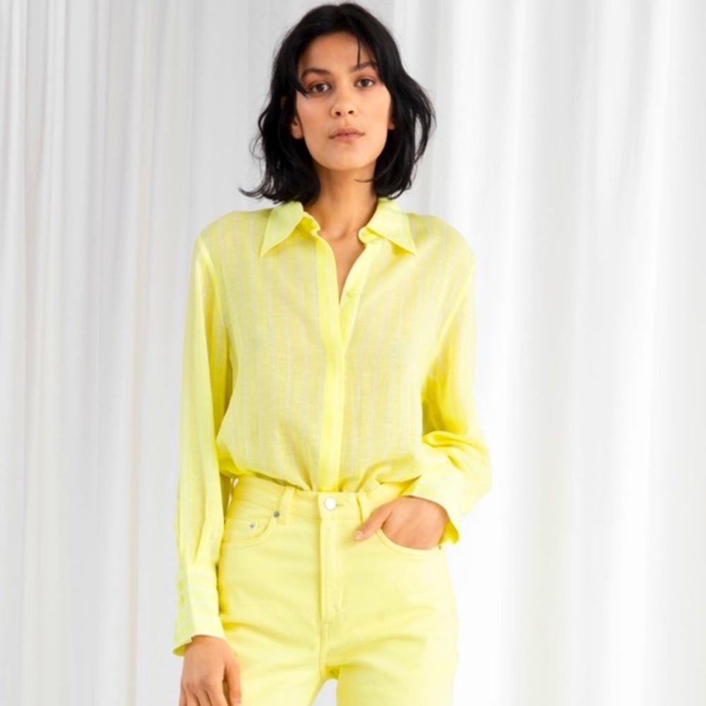New & Other Stories yellow silk shirt size 2